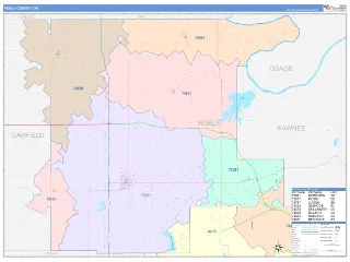 Noble County, OK ColorCast style ZIP Code wall map
