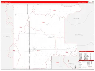 Noble County, OK RedLine style ZIP Code wall map