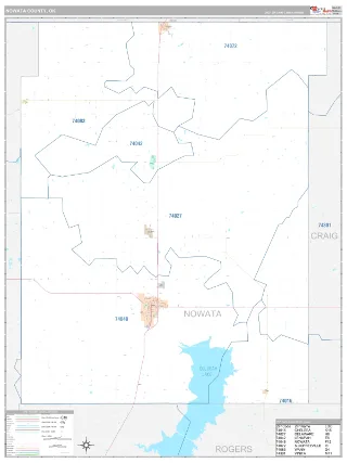 Nowata County, OK Classic style ZIP Code wall map