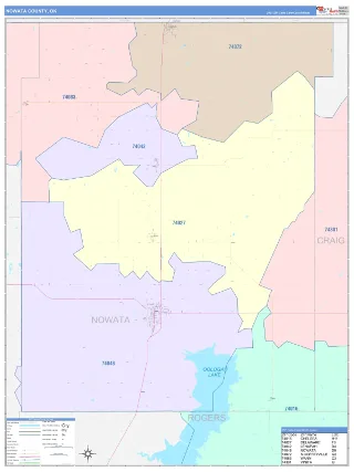 Nowata County, OK ColorCast style ZIP Code wall map