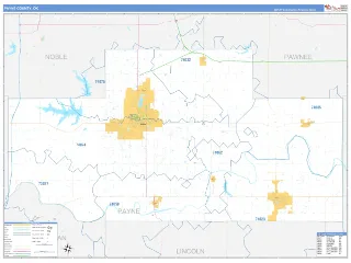 Payne County, OK Business Reference style ZIP Code wall map