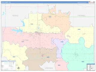 Payne County, OK ColorCast style ZIP Code wall map