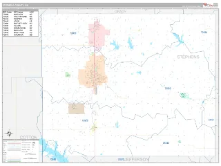 Stephens County, OK Classic style ZIP Code wall map