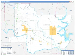 Wagoner County, OK Business Reference style ZIP Code wall map