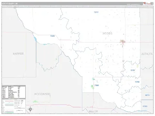 Woods County, OK Classic style ZIP Code wall map