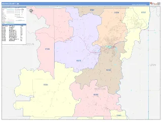 Benton County, OR ColorCast style ZIP Code wall map