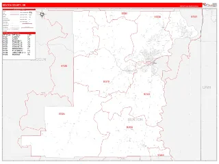 Benton County, OR RedLine style ZIP Code wall map