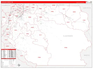 Clackamas County, OR RedLine style ZIP Code wall map