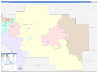 Crook County, OR ColorCast style ZIP Code wall map