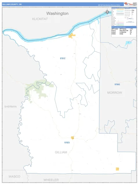 Gilliam County, OR map
