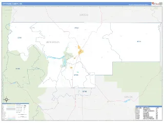 Jefferson County, OR Business Reference style ZIP Code wall map