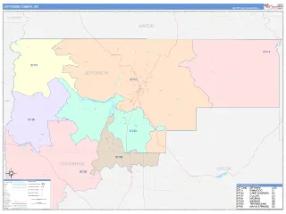 Jefferson County, OR ColorCast style ZIP Code wall map