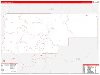 Jefferson County, OR RedLine style ZIP Code wall map