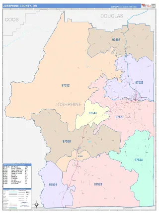 Josephine County, OR ColorCast style ZIP Code wall map