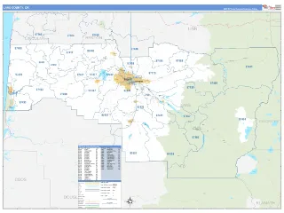 Lane County, OR Business Reference style ZIP Code wall map