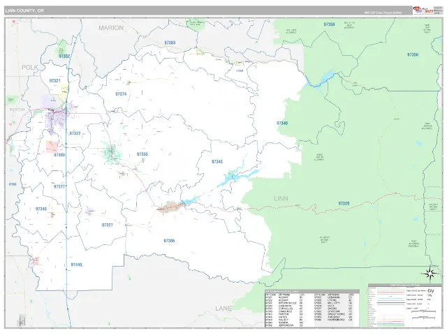 Linn County, OR ZIP Code Wall Map, Classic style