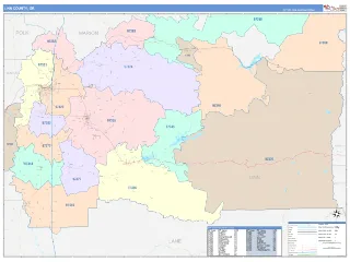 Linn County, OR ColorCast style ZIP Code wall map