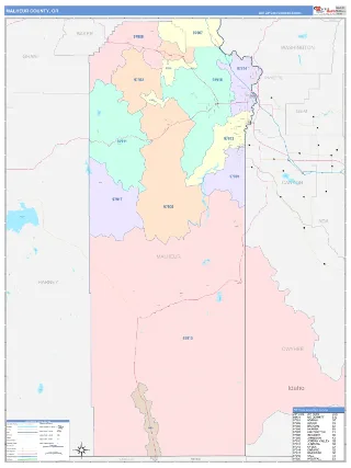 Malheur County, OR ColorCast style ZIP Code wall map