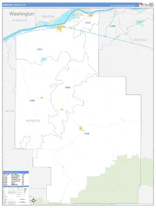 Morrow County, OR Business Reference style ZIP Code wall map