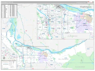 Multnomah County, OR Classic style ZIP Code wall map