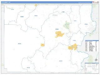 Polk County, OR Business Reference style ZIP Code wall map