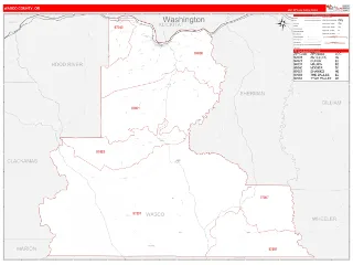 Wasco County, OR RedLine style ZIP Code wall map