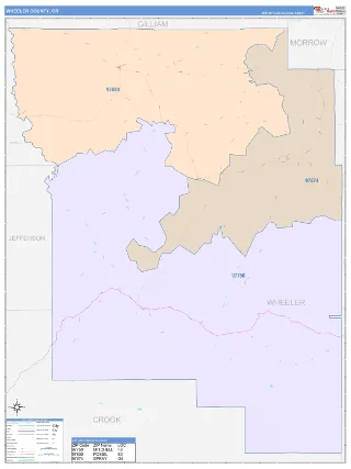 Wheeler County, OR ColorCast style ZIP Code wall map