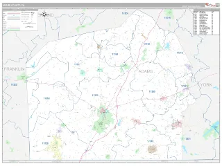 Adams County, PA Classic style ZIP Code wall map