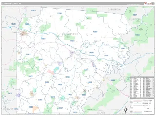 Clearfield County, PA Classic style ZIP Code wall map