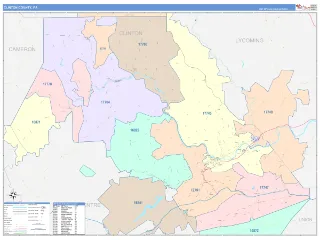 Clinton County, PA ColorCast style ZIP Code wall map