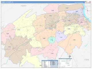 Cumberland County, PA ColorCast style ZIP Code wall map