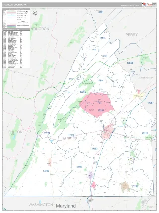 Franklin County, PA Classic style ZIP Code wall map