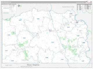 Greene County, PA Classic style ZIP Code wall map