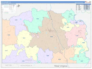 Greene County, PA ColorCast style ZIP Code wall map
