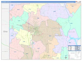 Lawrence County, PA ColorCast style ZIP Code wall map