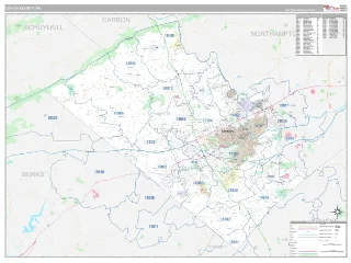 Lehigh County, PA Classic style ZIP Code wall map