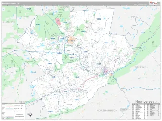 Monroe County, PA Classic style ZIP Code wall map