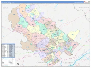 Montgomery County, PA ColorCast style ZIP Code wall map