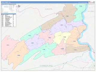 Perry County, PA ColorCast style ZIP Code wall map