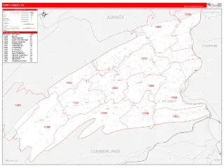 Perry County, PA RedLine style ZIP Code wall map