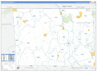 Susquehanna County, PA Business Reference style ZIP Code wall map