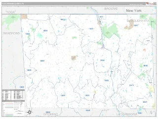 Susquehanna County, PA Classic style ZIP Code wall map