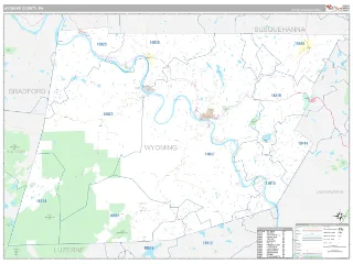 Wyoming County, PA Classic style ZIP Code wall map