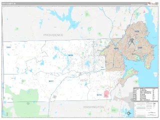 Kent County, RI Classic style ZIP Code wall map