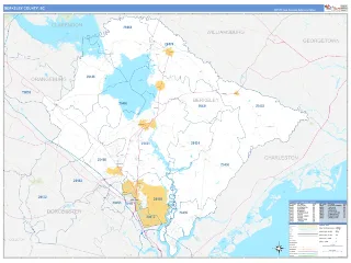 Berkeley County, SC Business Reference style ZIP Code wall map