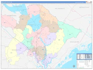 Berkeley County, SC ColorCast style ZIP Code wall map