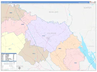 Calhoun County, SC ColorCast style ZIP Code wall map