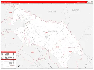 Calhoun County, SC RedLine style ZIP Code wall map