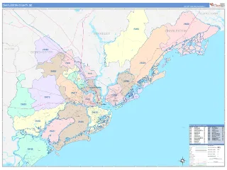 Charleston County, SC ColorCast style ZIP Code wall map