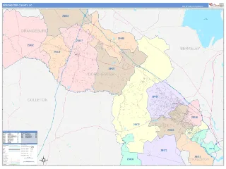 Dorchester County, SC ColorCast style ZIP Code wall map